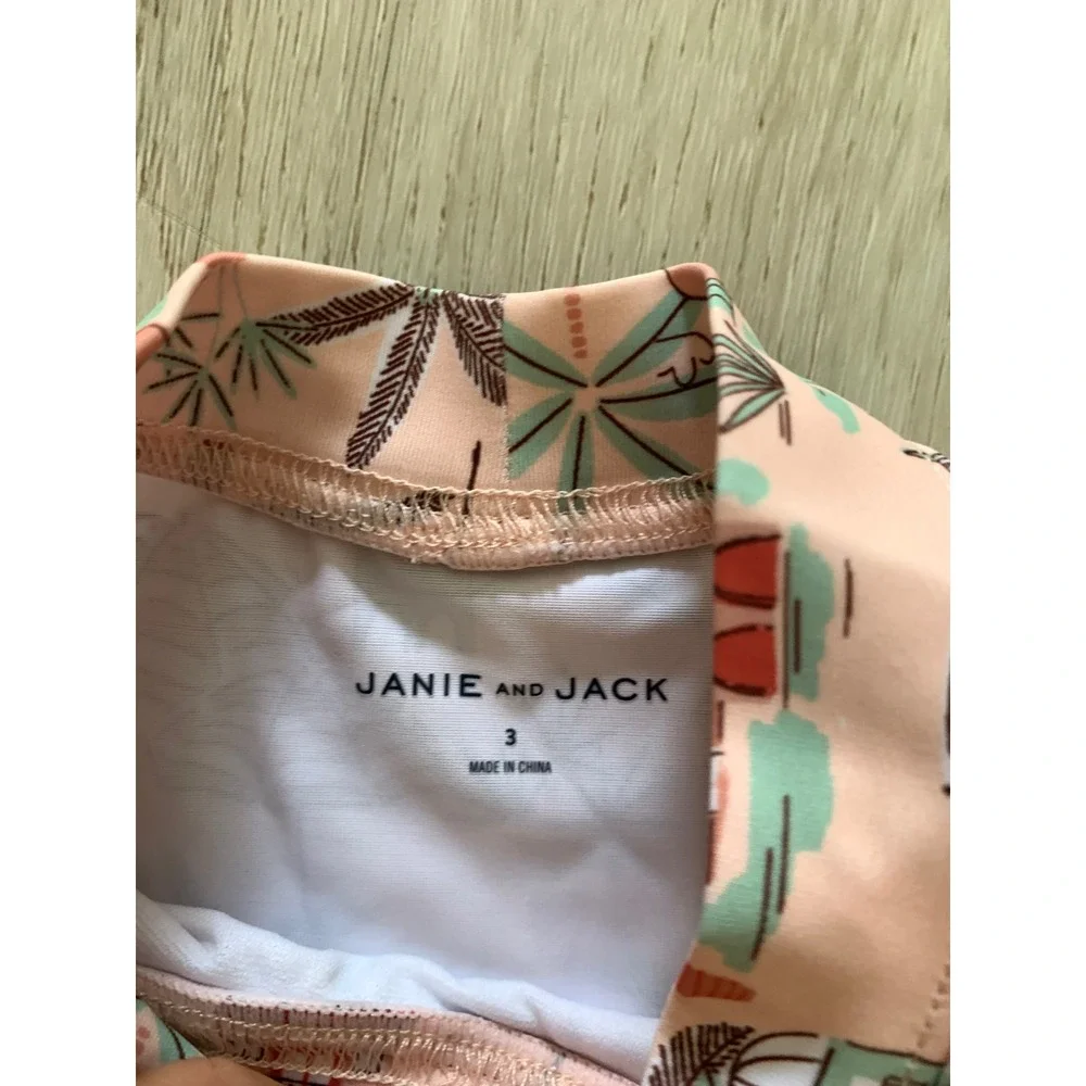 Janie and Jack Kids Peach Pink Mediterranean Print Rash Guard Swimsuit‎ Set 3